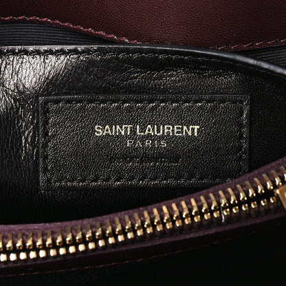 Saint Laurent Velvet Y Quilted Monogram Small Loulou Chain Satchel Burgundy 6 of 8