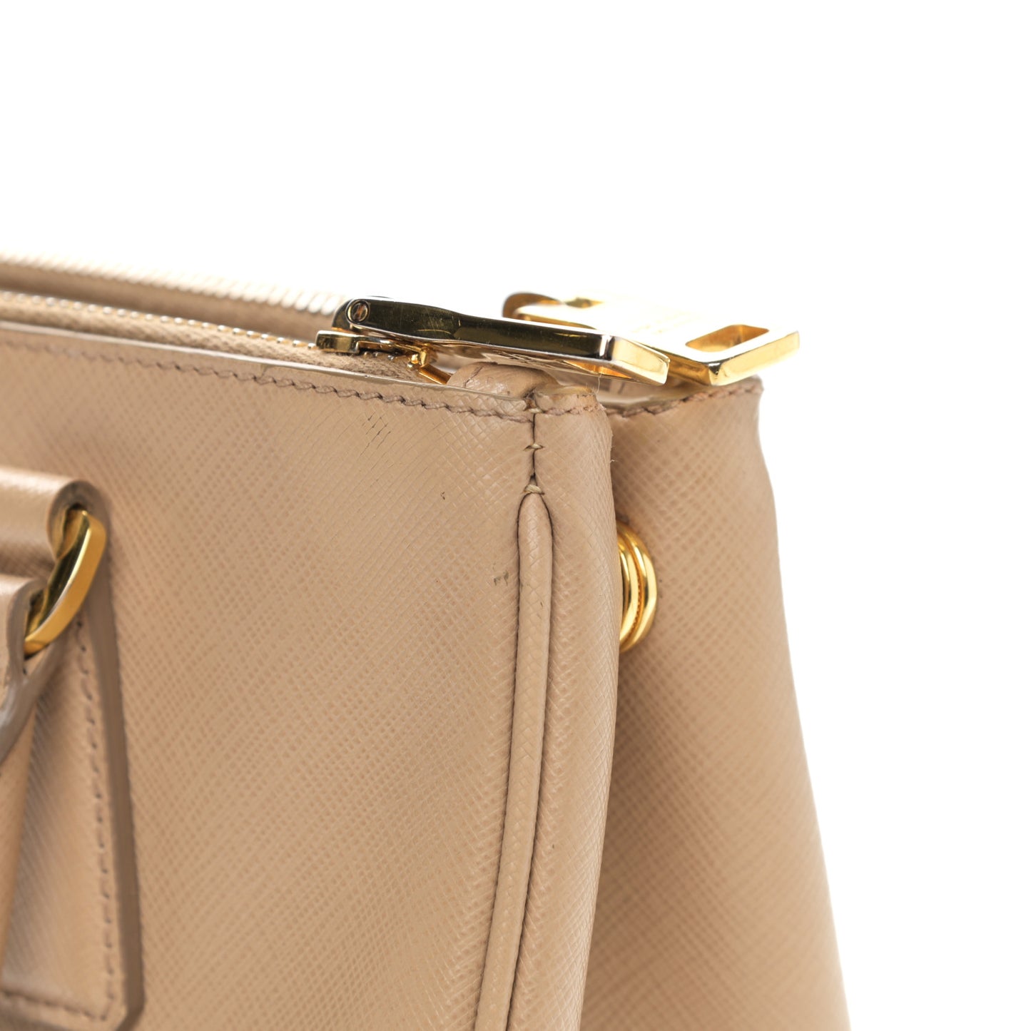 Saffiano Lux Mini Galleria Double Zip Tote Sabbia