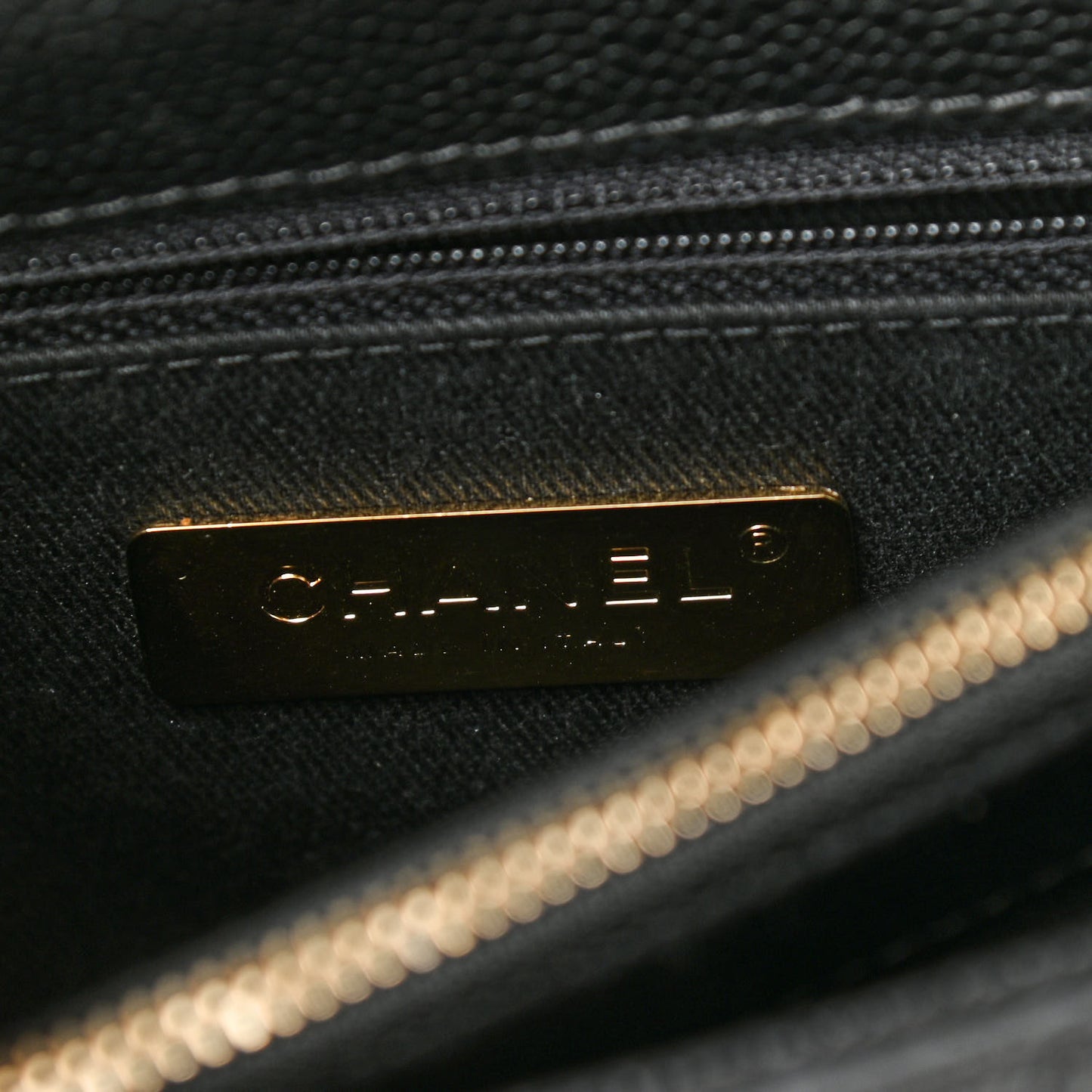 Grained Calfskin Small Stitched Flap Black