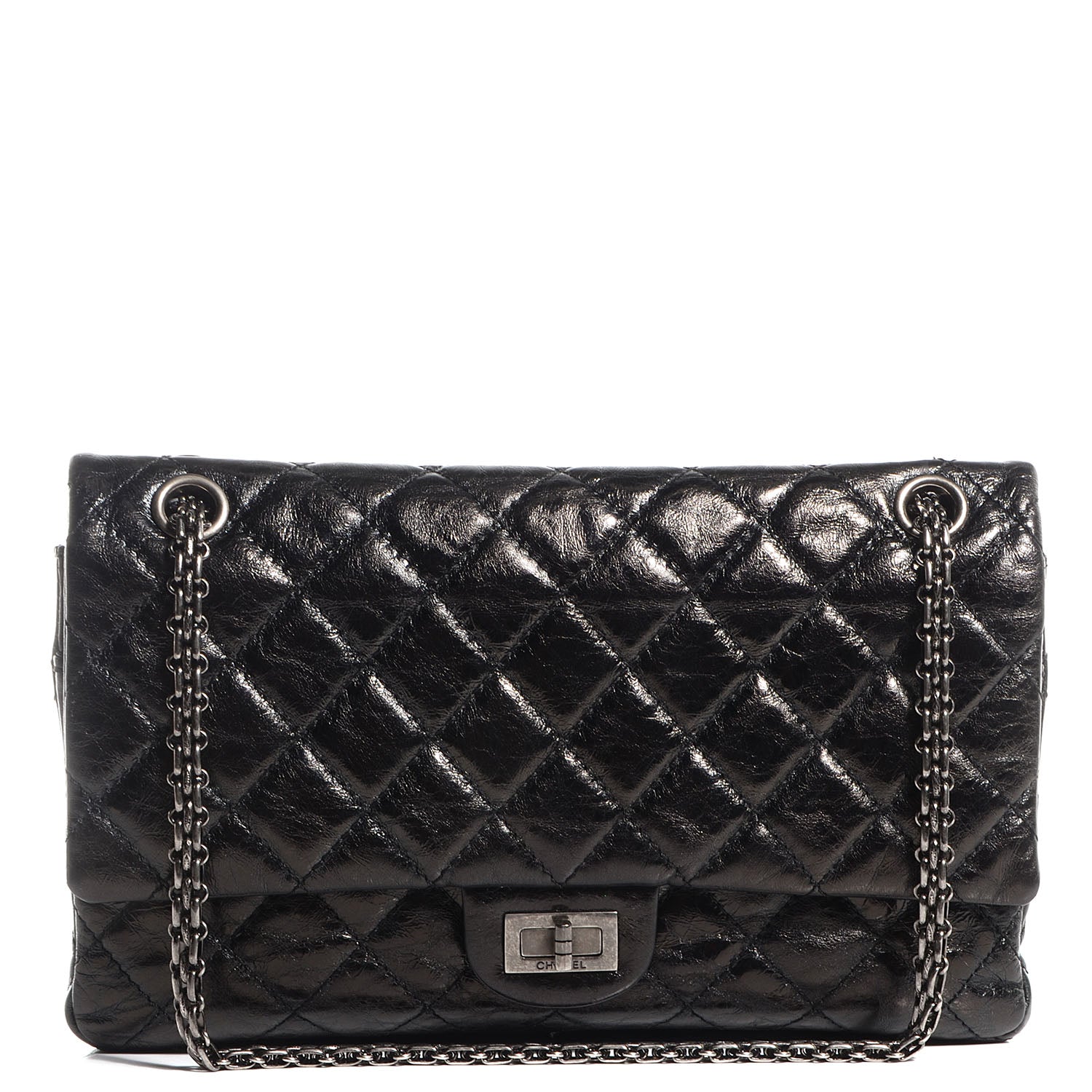 Chanel Glazed Calfskin 2.55 Reissue 226 Flap Black 1 of 8