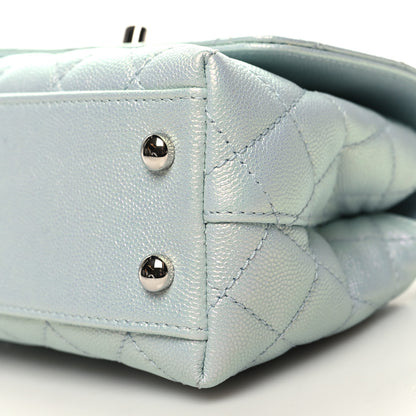 Chanel Iridescent Caviar Quilted Extra Mini Coco Handle Flap Light Blue 10 of 11