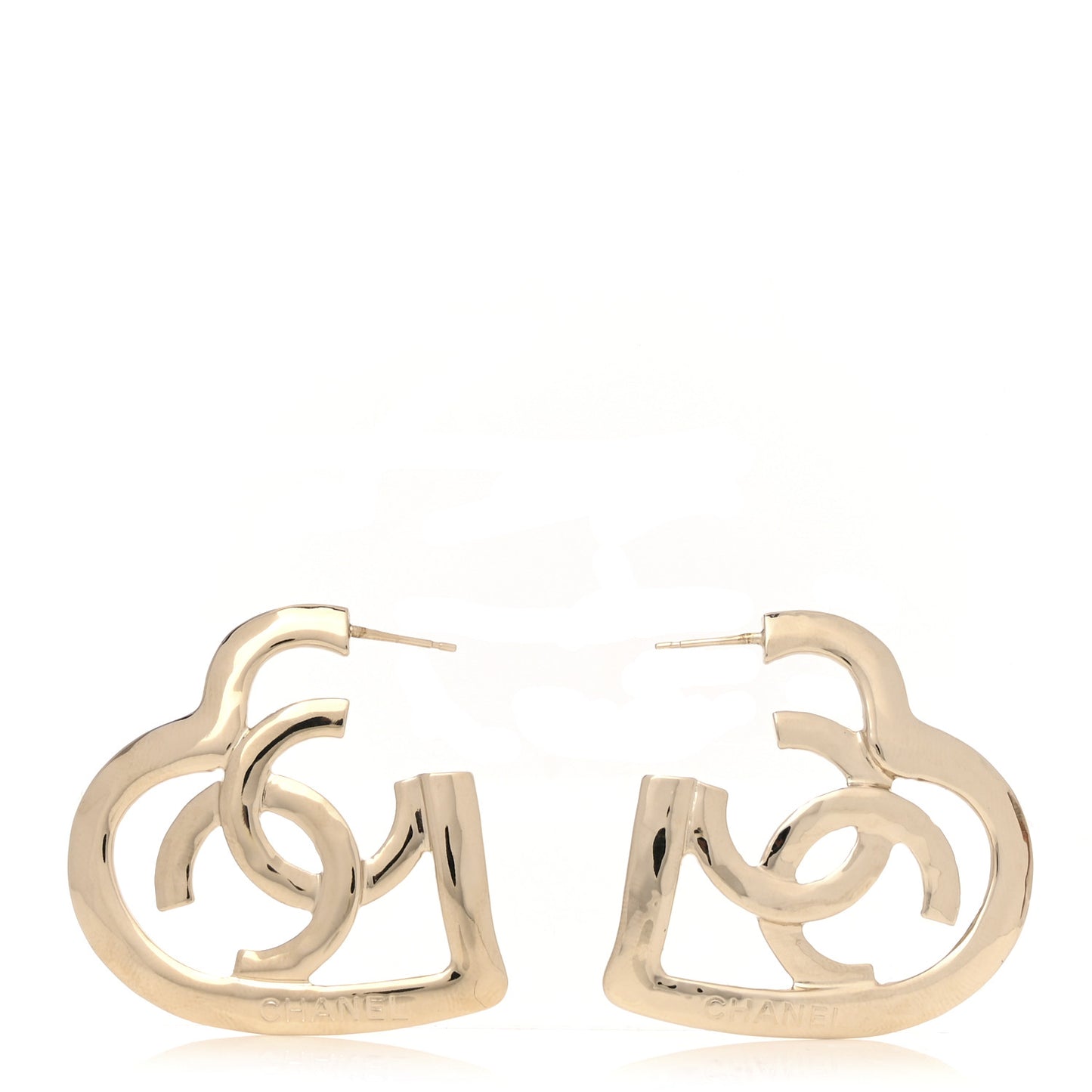 Metal CC Heart Coco In Love Hoop Earrings Gold