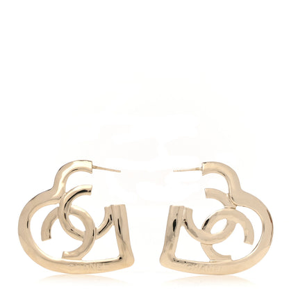 Chanel Metal CC Heart Coco In Love Hoop Earrings Gold 1 of 5