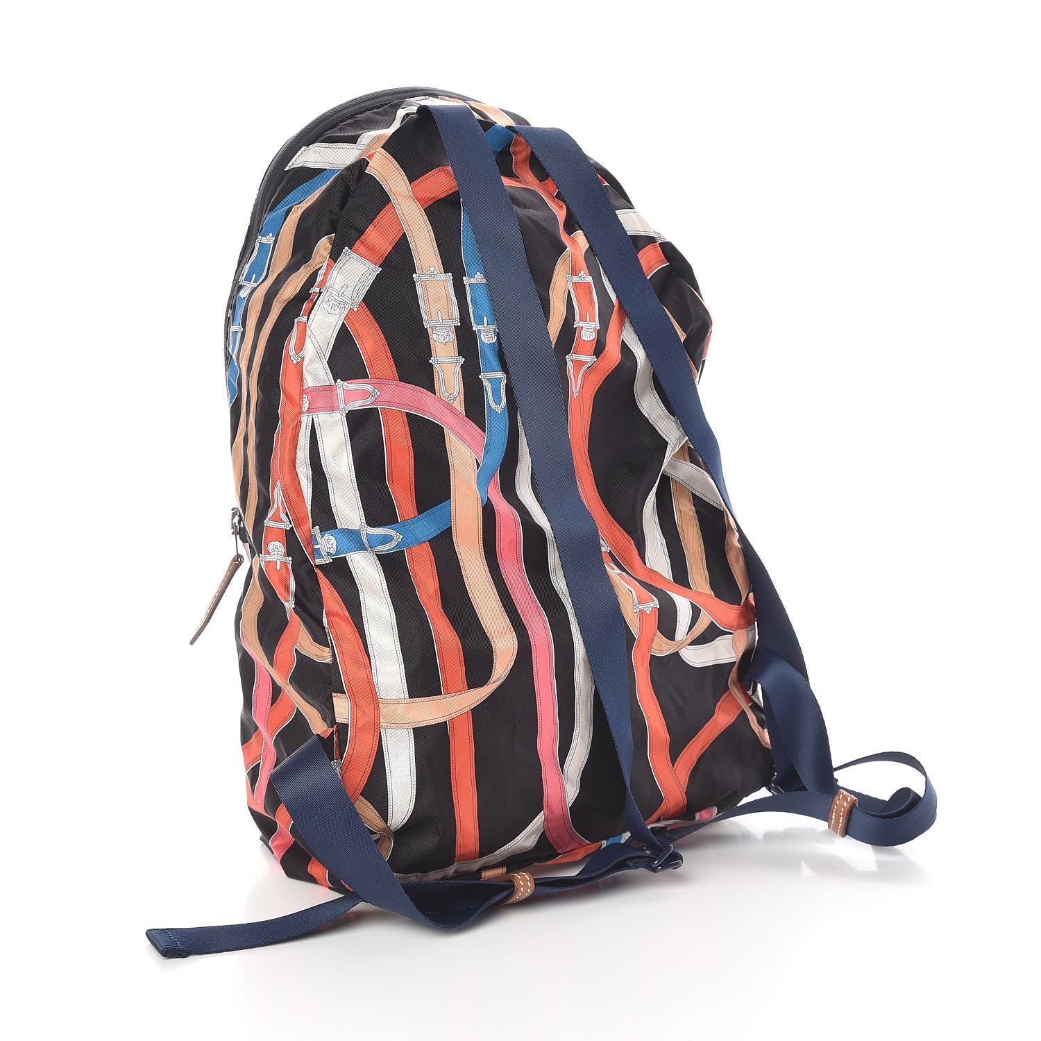 Hermes Silk Barenia Cavalcadour Airsilk Backpack Black Bleu Marine Fauve 3 of 9