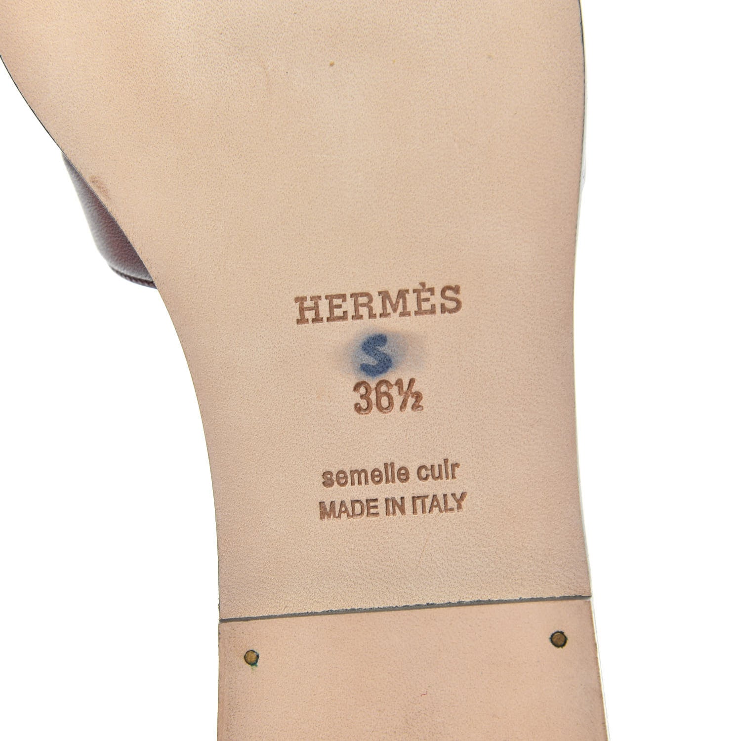 Hermes Box Calfskin Oran Sandals 36.5 Bleu Ardoise Bordeaux 7 of 8