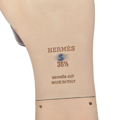 Hermes Box Calfskin Oran Sandals 36.5 Bleu Ardoise Bordeaux 7 of 8