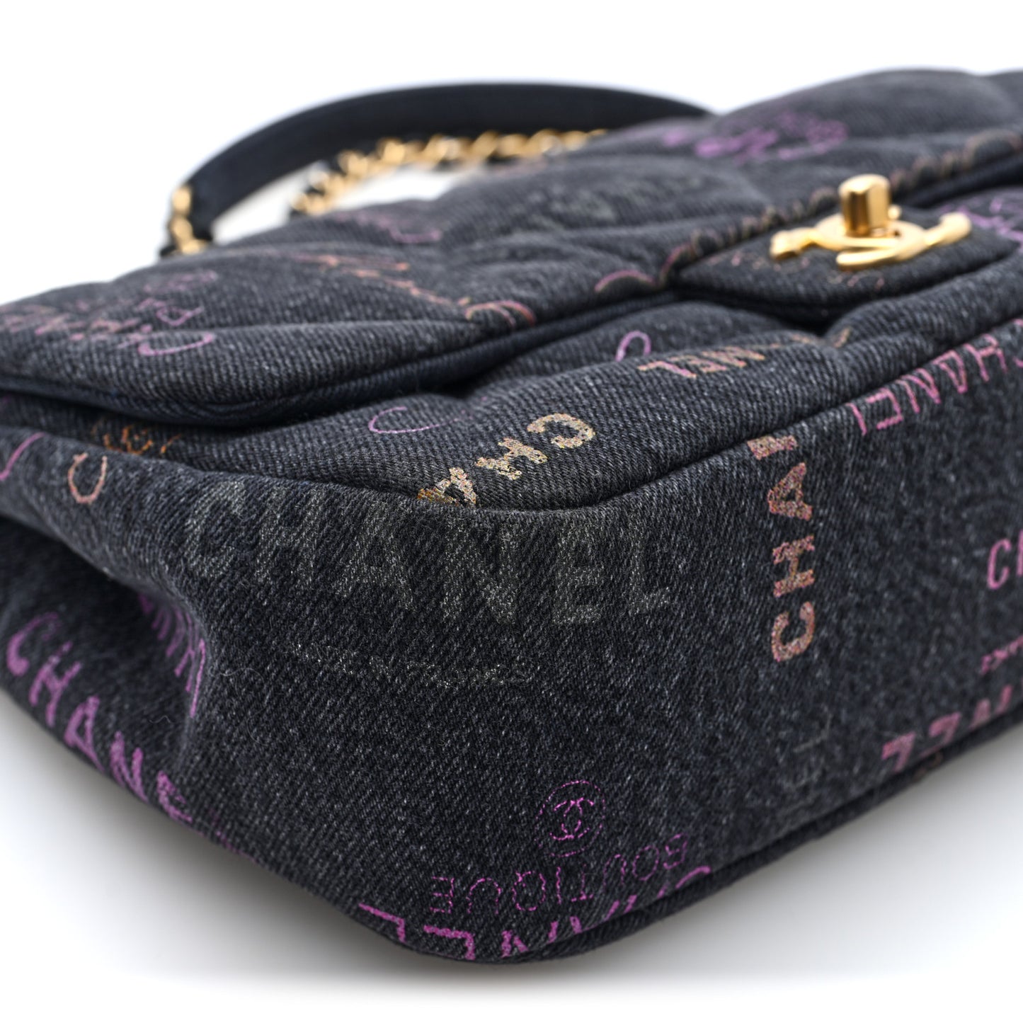 Denim Quilted Denim Mood Large Flap Black Multicolor