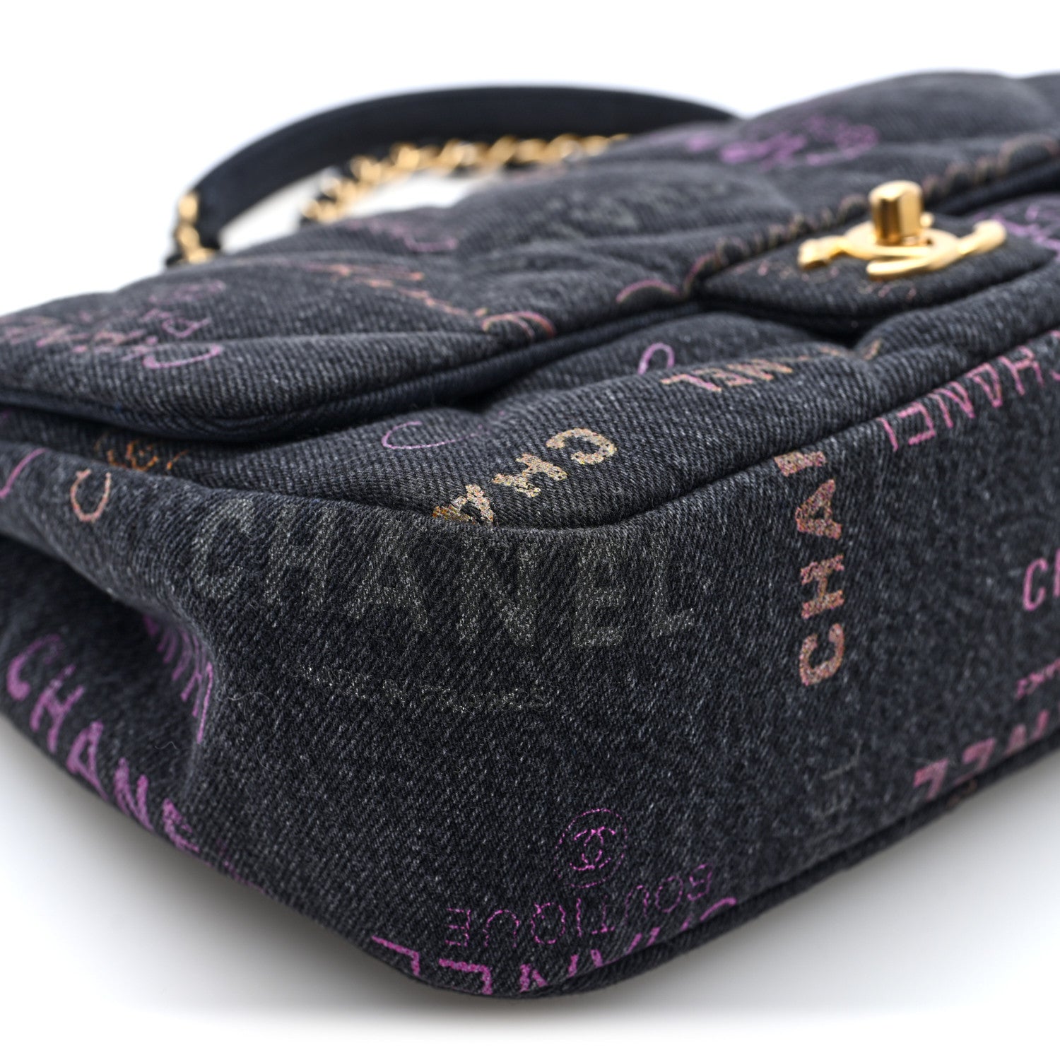Chanel Denim Quilted Denim Mood Large Flap Black Multicolor 9 of 10