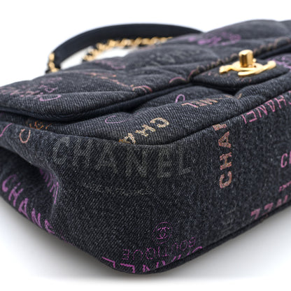 Chanel Denim Quilted Denim Mood Large Flap Black Multicolor 9 of 10