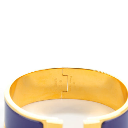 Hermes Enamel Wide Clic Clac H Bracelet GM Iris 4 of 5