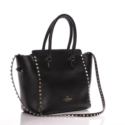 Valentino Garavani Vitello Rockstud Double Handle Tote Black 3 of 7