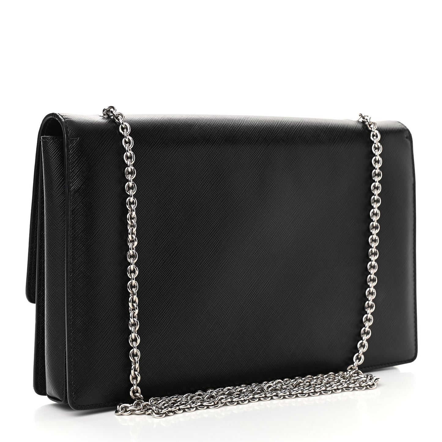 Pebbled Calfskin Vara Bow Chain Flap Crossbody Black