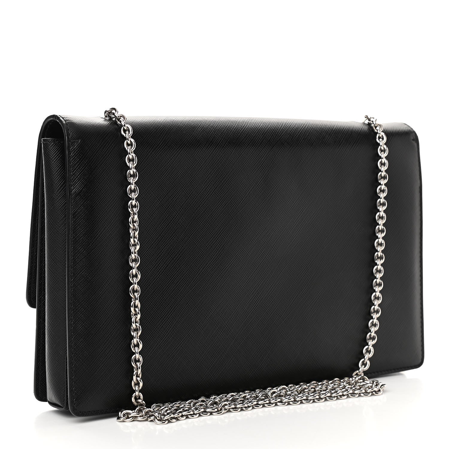 Salvatore Ferragamo Pebbled Calfskin Vara Bow Chain Flap Crossbody Black 3 of 10