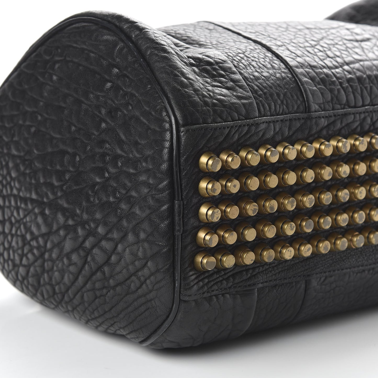 Pebbled Lambskin Rocco Black Antique Brass Hardware