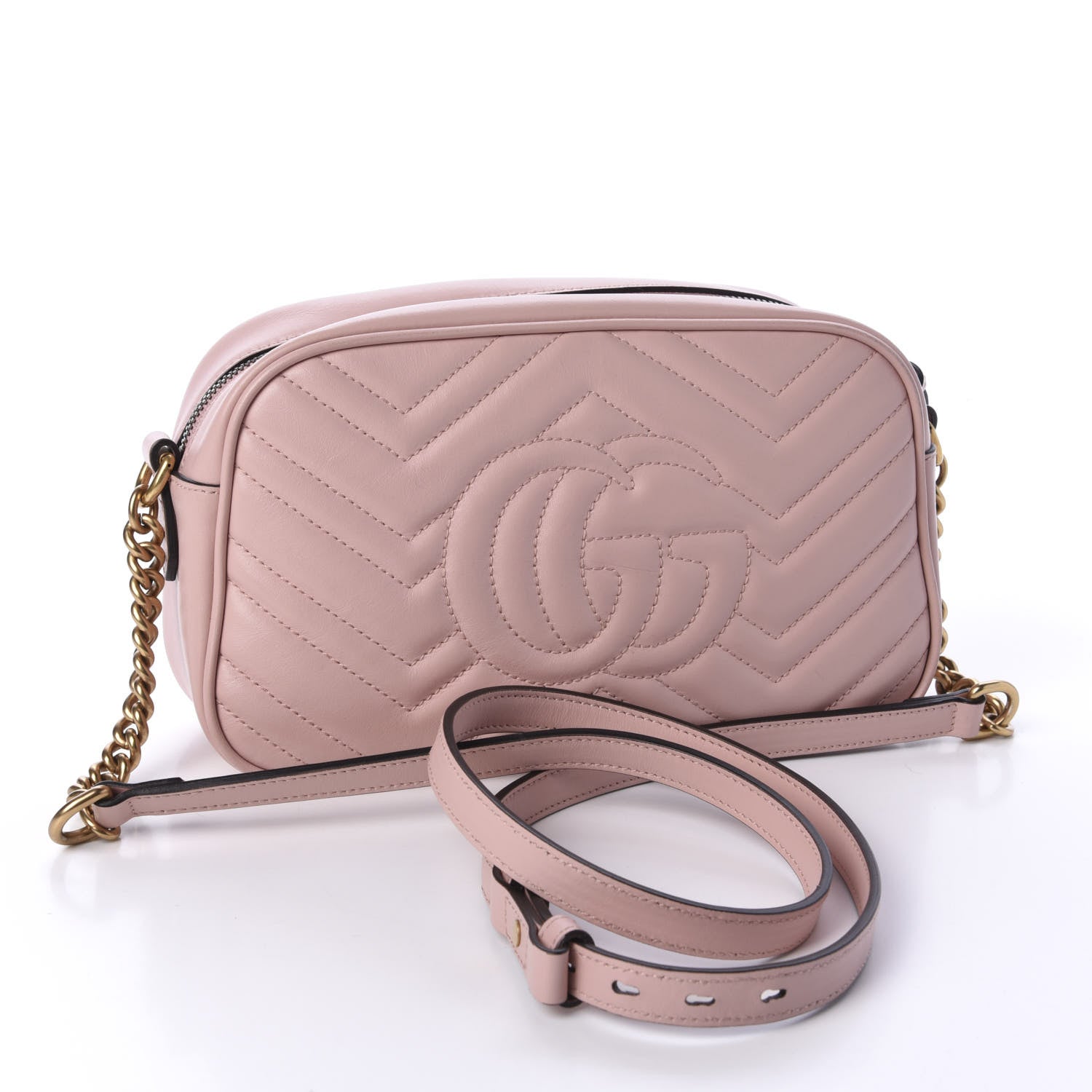 Gucci Calfskin Matelasse Small GG Marmont Chain Shoulder Bag Perfect Pink 2 of 9