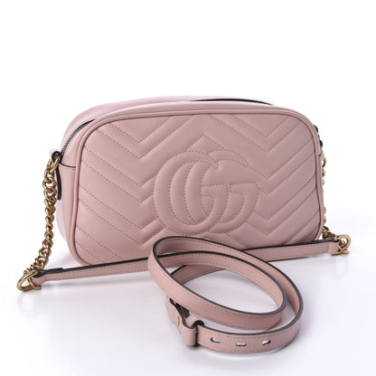 Gucci Calfskin Matelasse Small GG Marmont Chain Shoulder Bag Perfect Pink 2 of 9