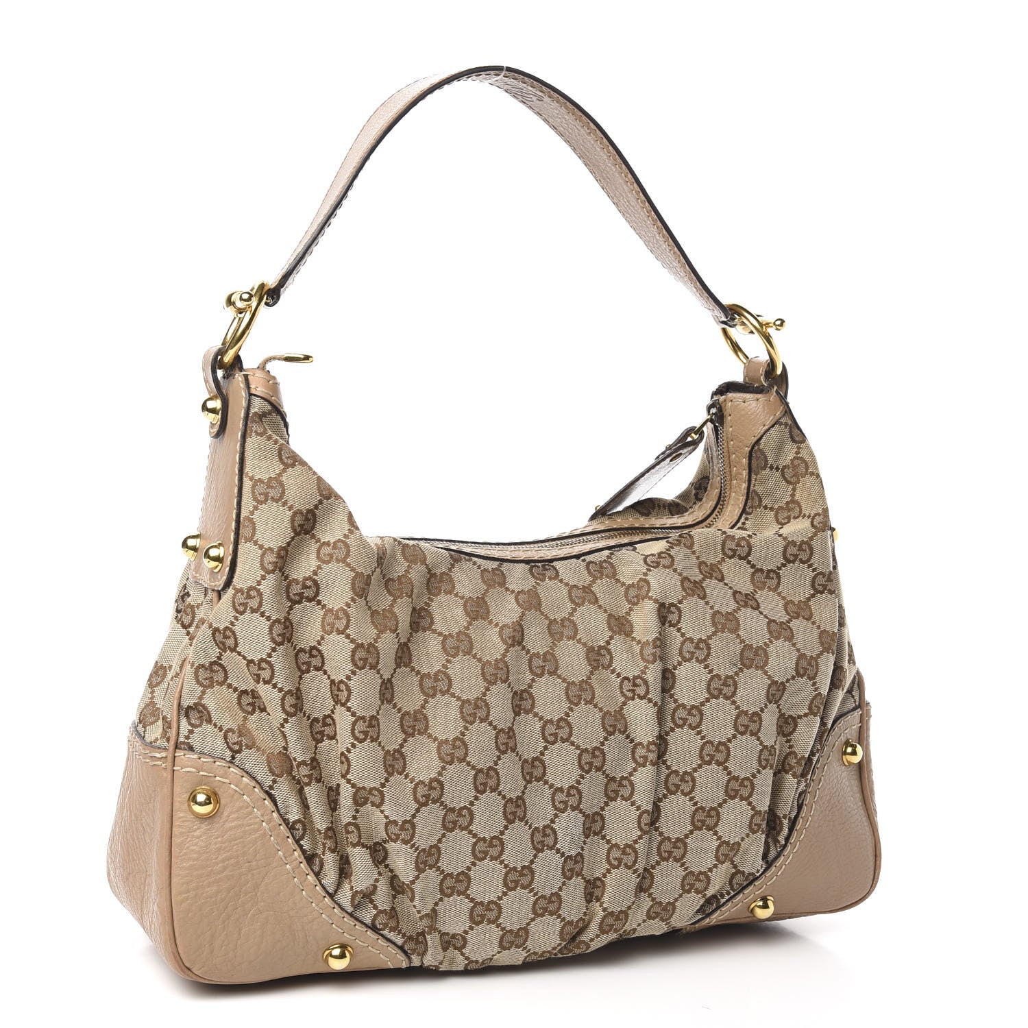 Gucci Monogram Medium Jockey Hobo Beige 4 of 14