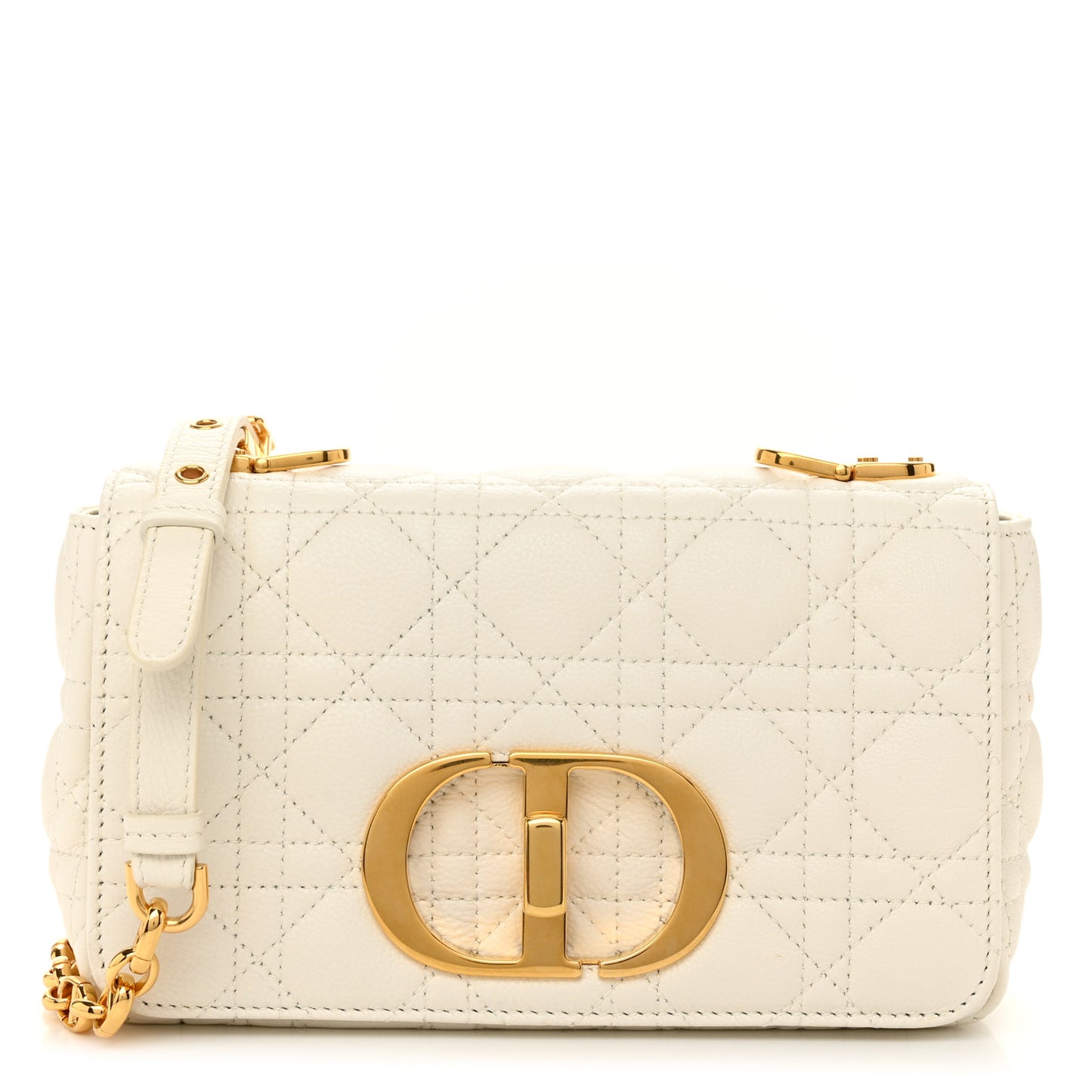 Calfskin Cannage Small Caro Bag Ivory