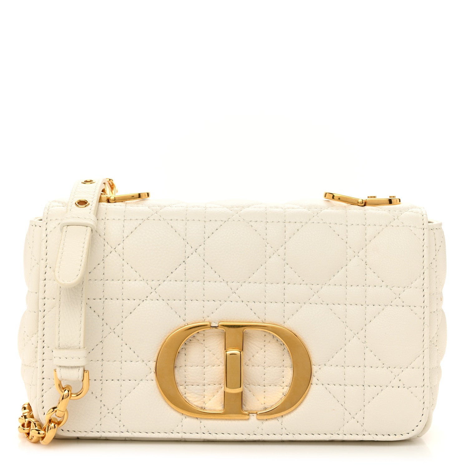 Christian Dior Calfskin Cannage Small Caro Bag Ivory 1 of 10