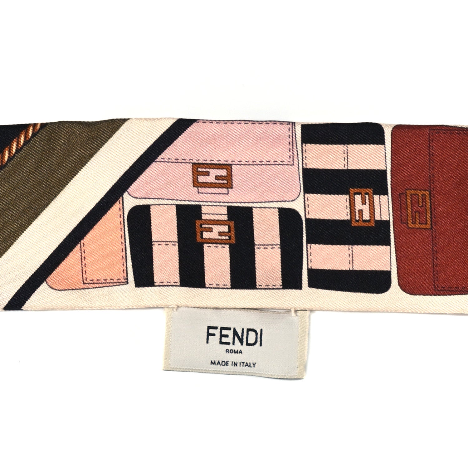 Fendi Silk Baguette Wrappy Scarf Pink Multicolor 3 of 3