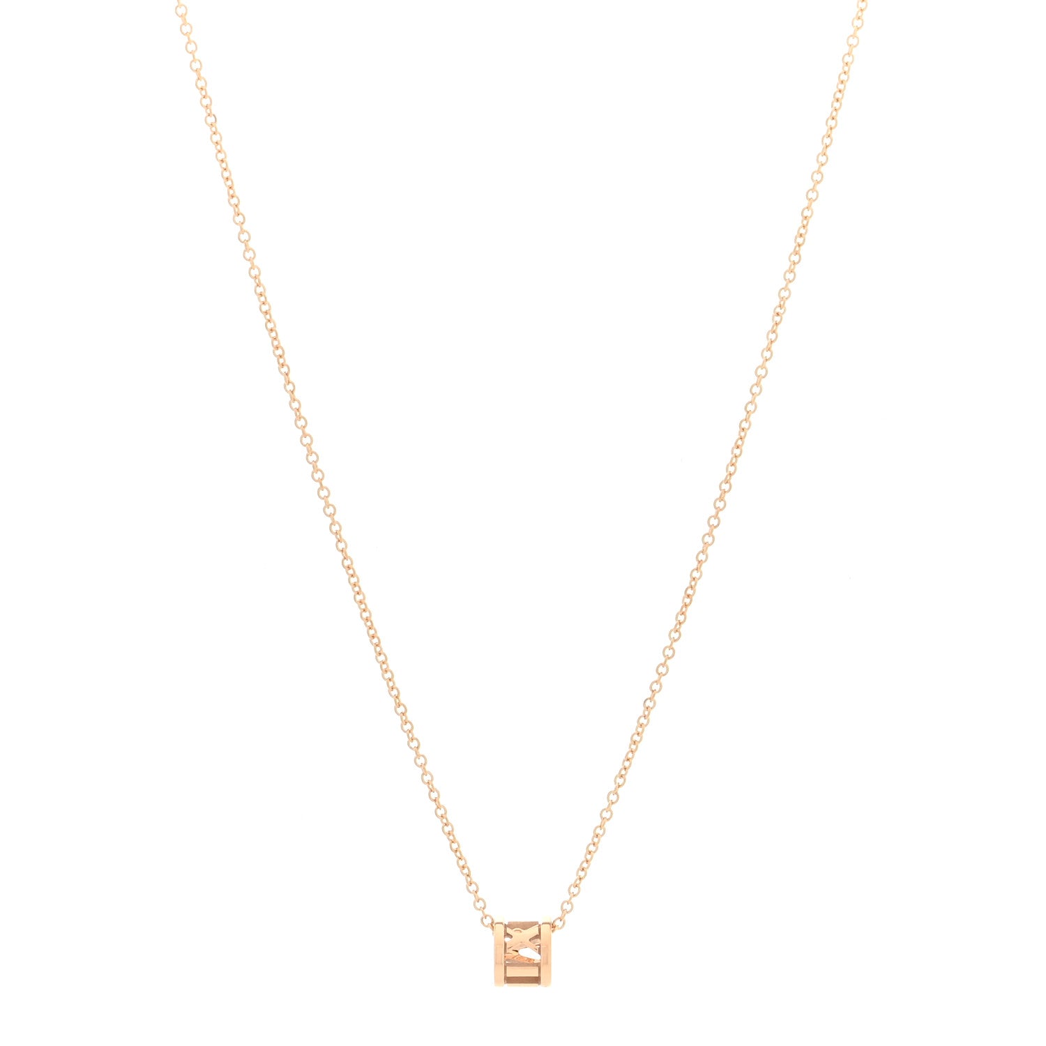 Tiffany 18K Rose Gold Atlas Open Pendant Necklace 1 of 4