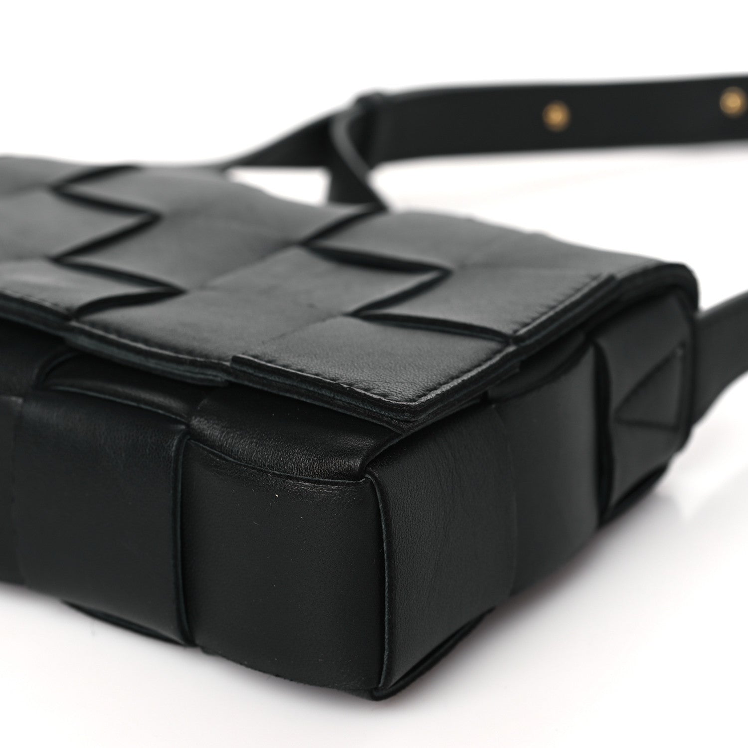 Bottega Veneta Lambskin Maxi Intreccio Small Cassette Crossbody Bag Black 10 of 10