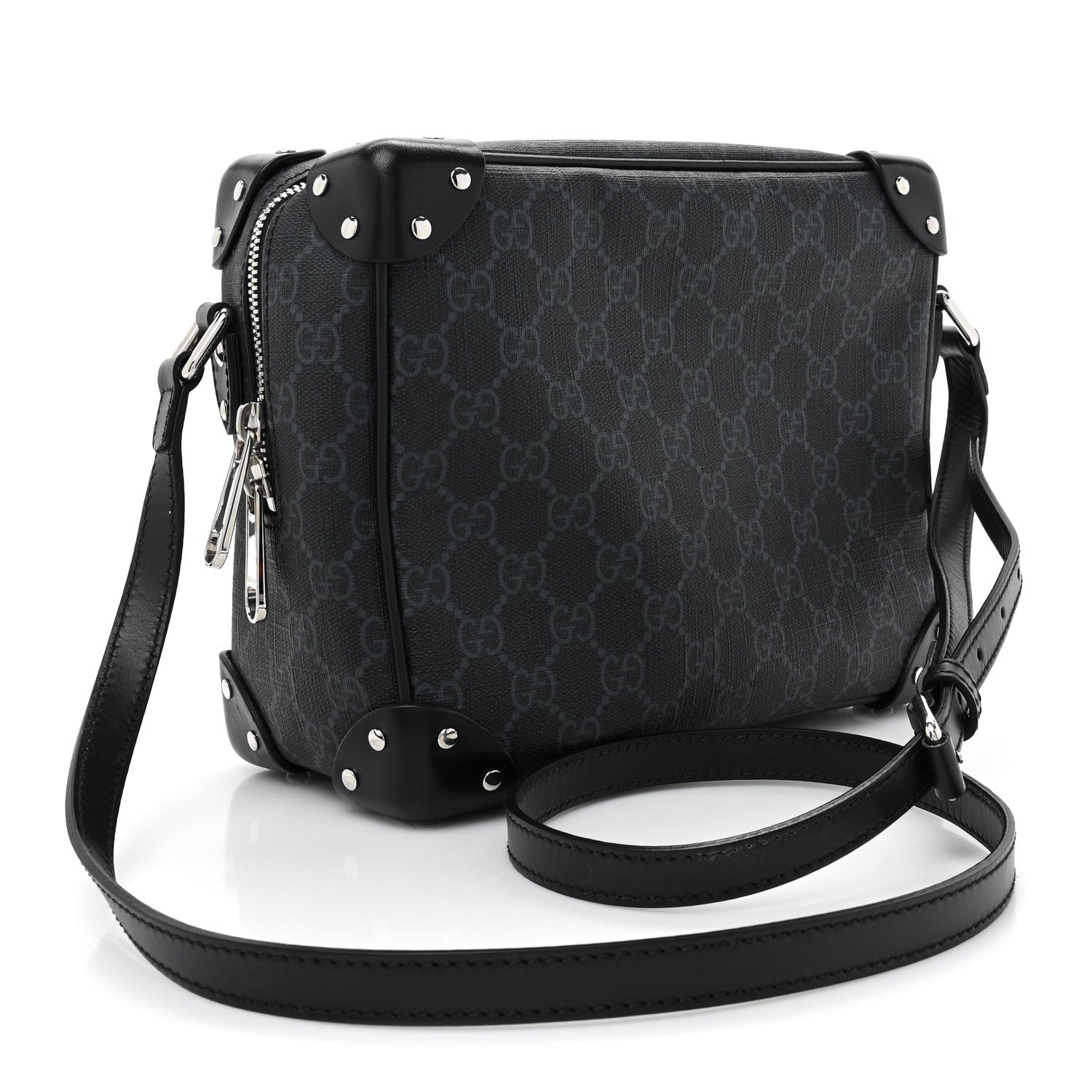 Gucci GG Supreme Monogram Selleria Calfskin Square Messenger Bag Black 3 of 13