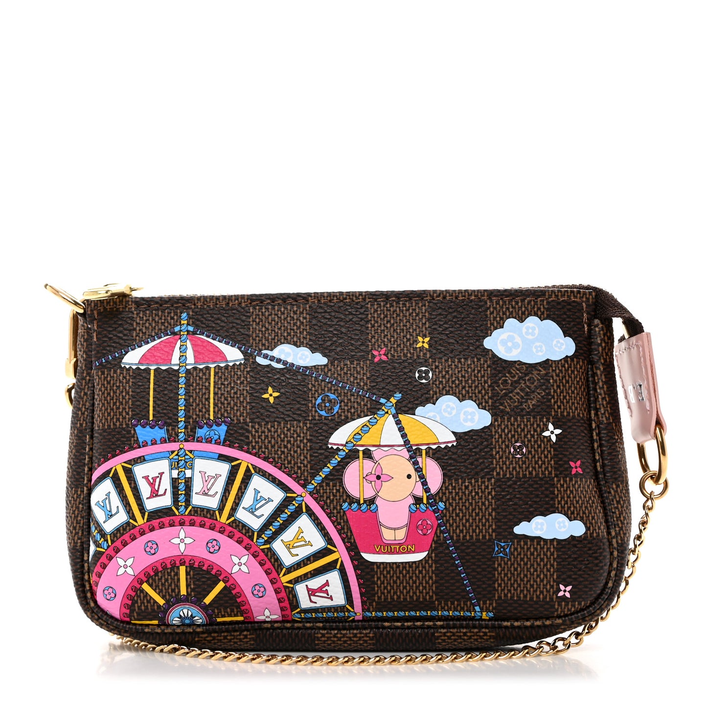 Damier Ebene 2020 Christmas Animation Big Wheel Mini Pochette Accessories Rose Ballerine