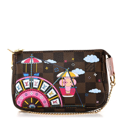 Louis Vuitton Damier Ebene 2020 Christmas Animation Big Wheel Mini Pochette Accessories Rose Ballerine 1 of 9