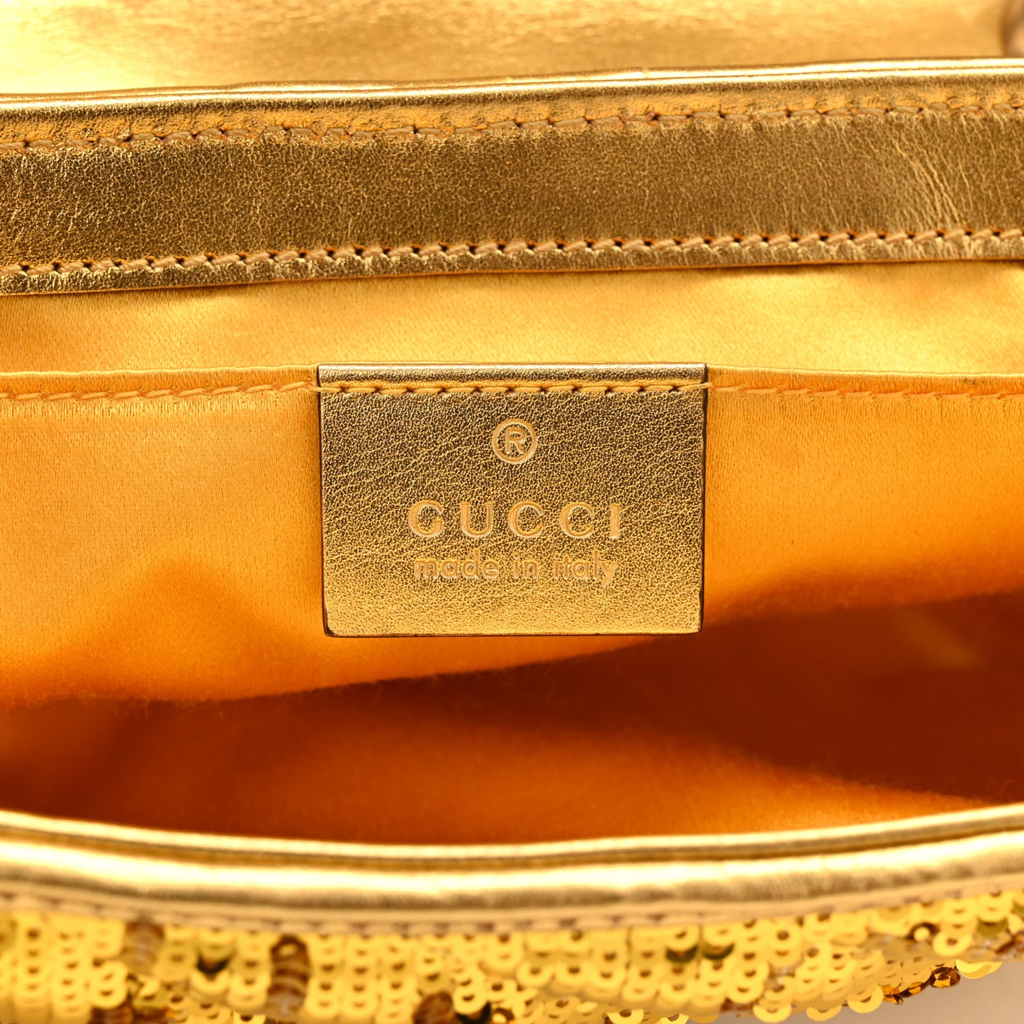 Sequin Matelasse Diagonal Mini GG Marmont Shoulder Bag Gold
