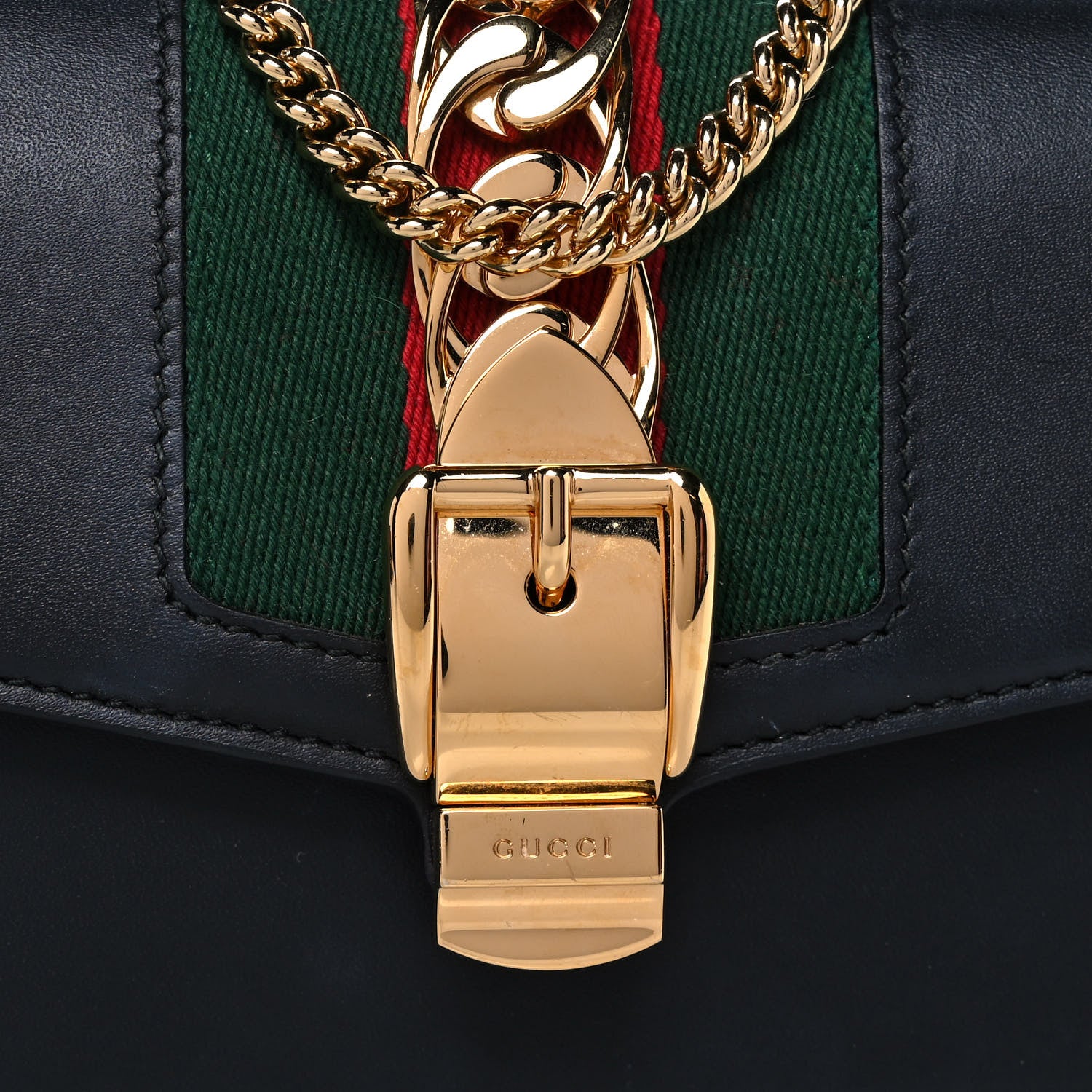 Gucci Calfskin Super Mini Sylvie Chain Shoulder Bag Blue 8 of 11