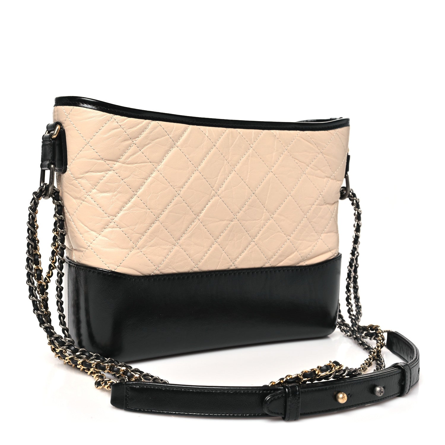 Chanel Aged Calfskin Quilted Medium Gabrielle Hobo Beige Black 3 of 11