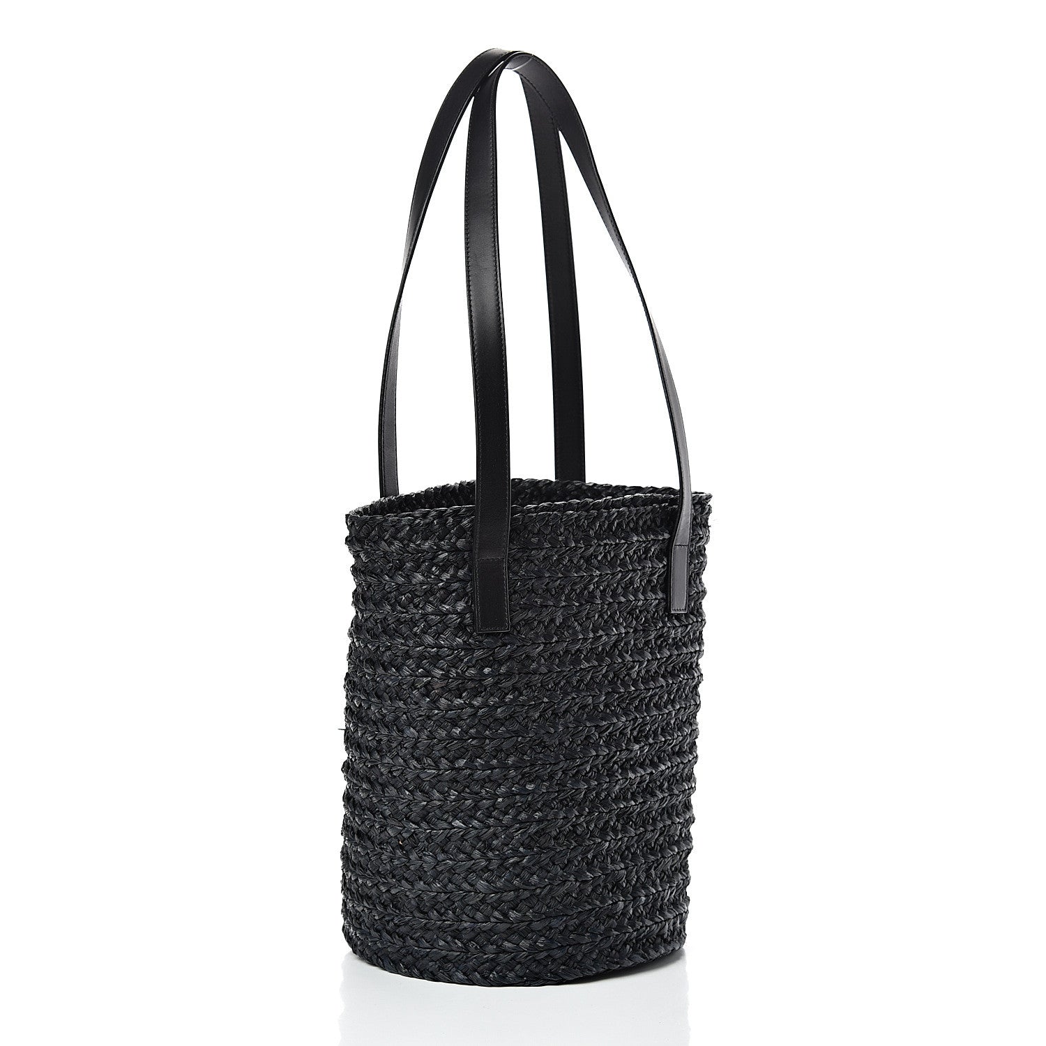 Saint Laurent Raffia Calfskin Small Panier Tote Black 2 of 9