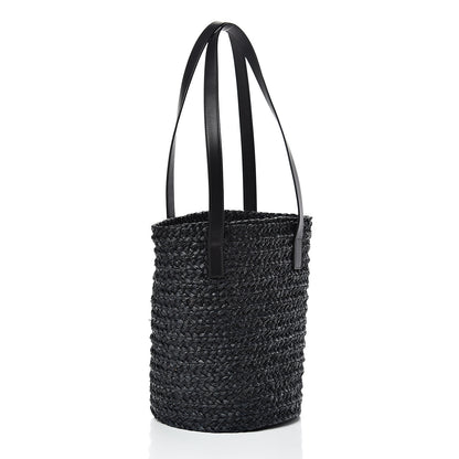Saint Laurent Raffia Calfskin Small Panier Tote Black 2 of 9
