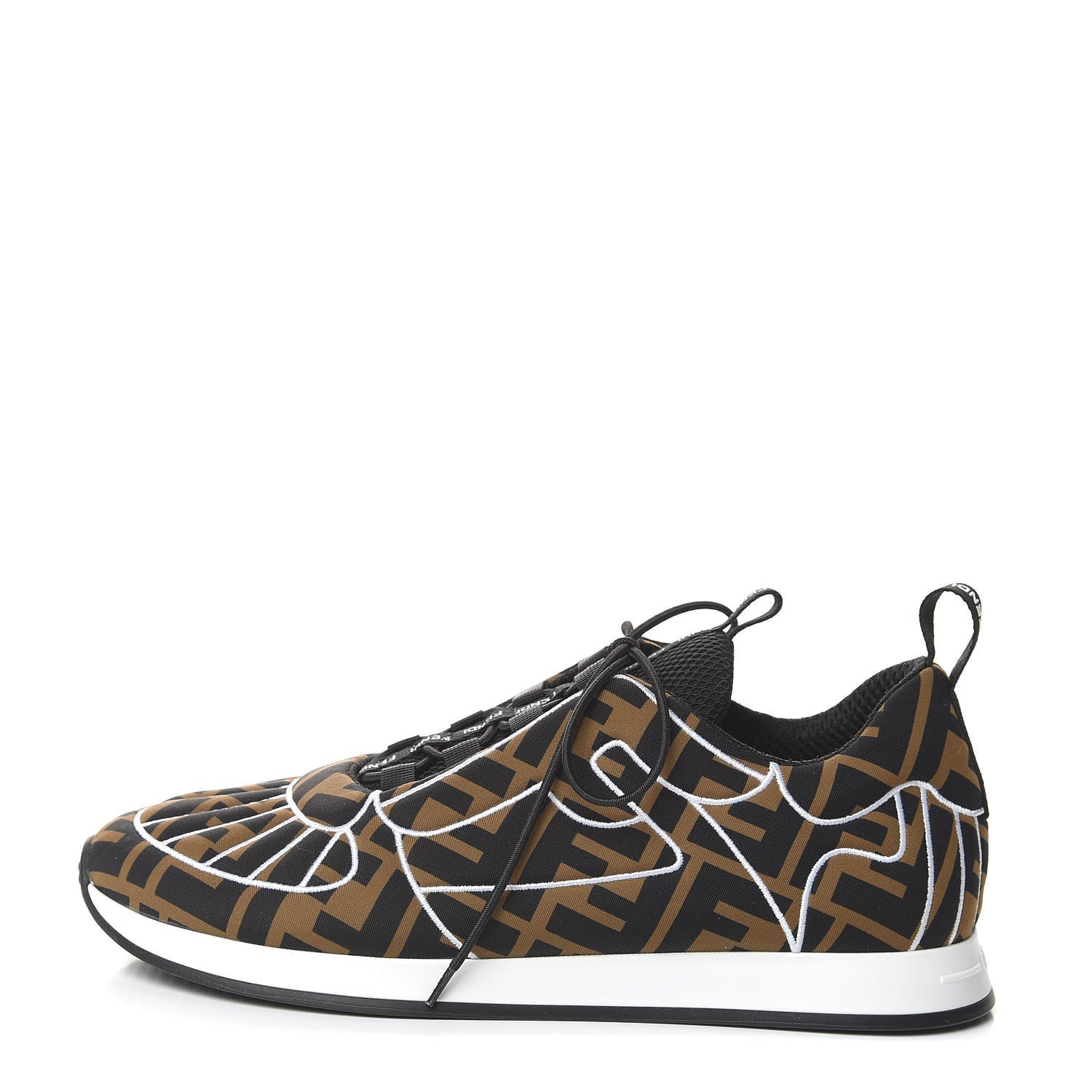 Fendi Stretch Fabric FFreedom Sneakers 37.5 Tobacco Black White 1 of 8