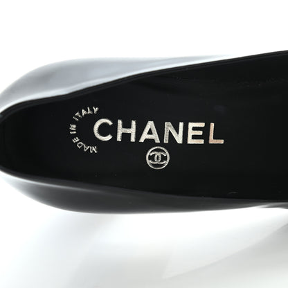 Chanel Patent Camellia CC Cap Toe Pumps 37 Black 6 of 9
