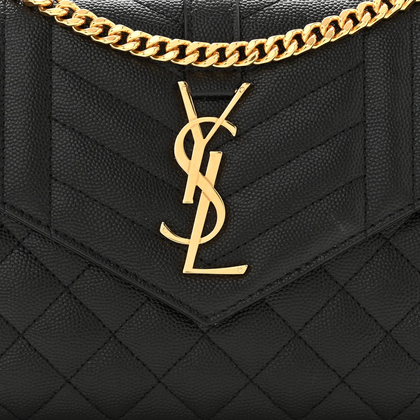 Grain De Poudre Mixed Matelasse Triquilt Monogram Chain Wallet Black