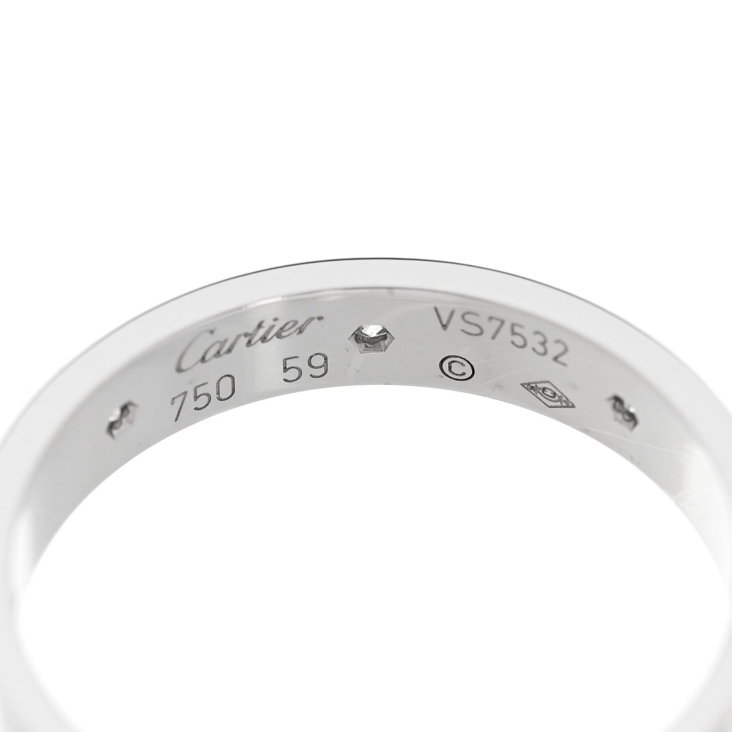 18K White Gold 8 Diamond 4mm Wedding Band LOVE Ring 59 8.75