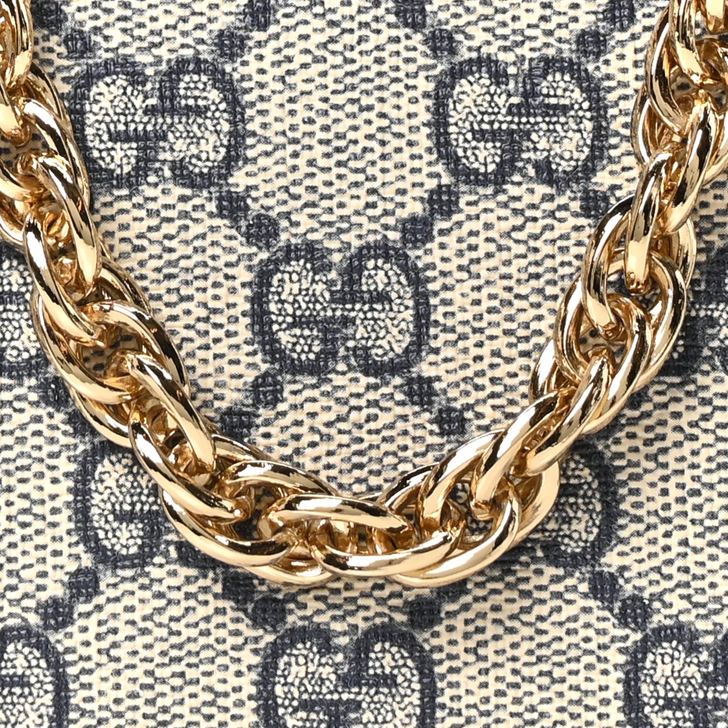 GG Supreme Monogram Textured Dollar Calfskin Web Small Ophidia GG Handbag Beige Blue