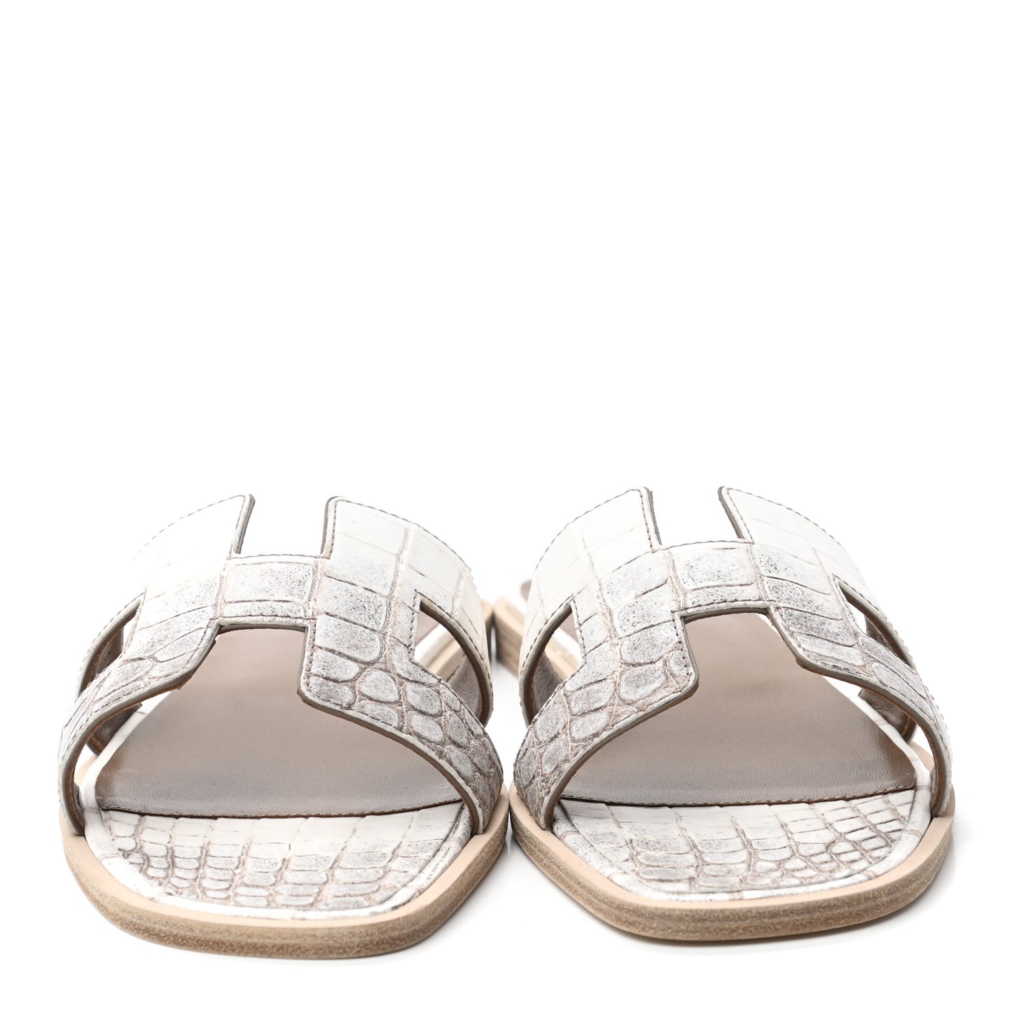 Matte Niloticus Crocodile Himalaya Oran Sandals 38 Blanc