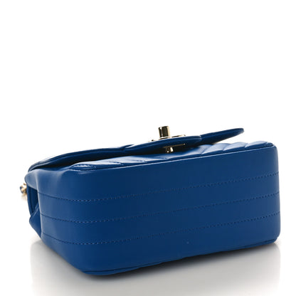 Chanel Lambskin Chevron Quilted Mini Square Flap Blue 4 of 9