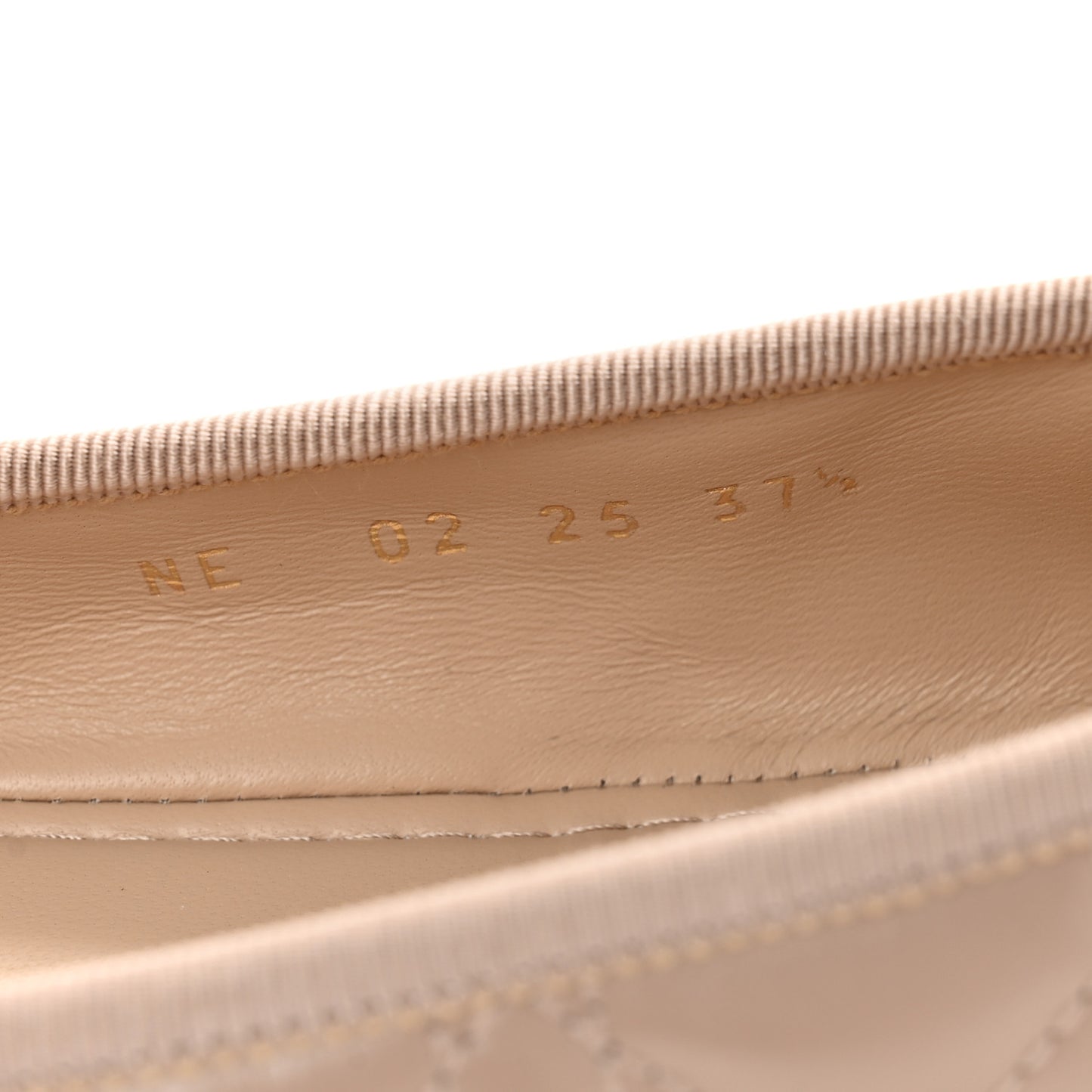 Calfskin Cannage Pearl Bow Ballet Flats 37.5 Nude