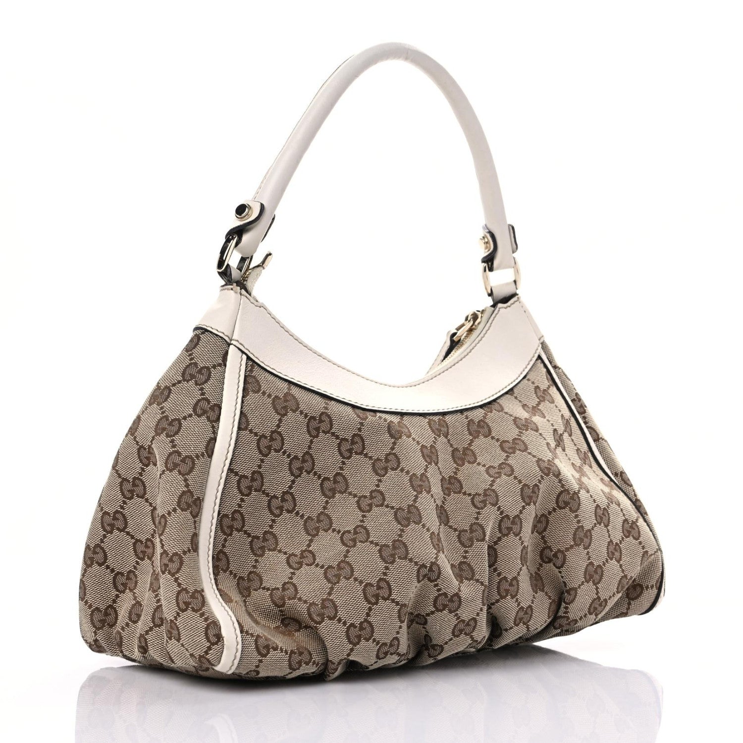 Gucci Monogram Medium D Gold Ring Hobo White 3 of 17