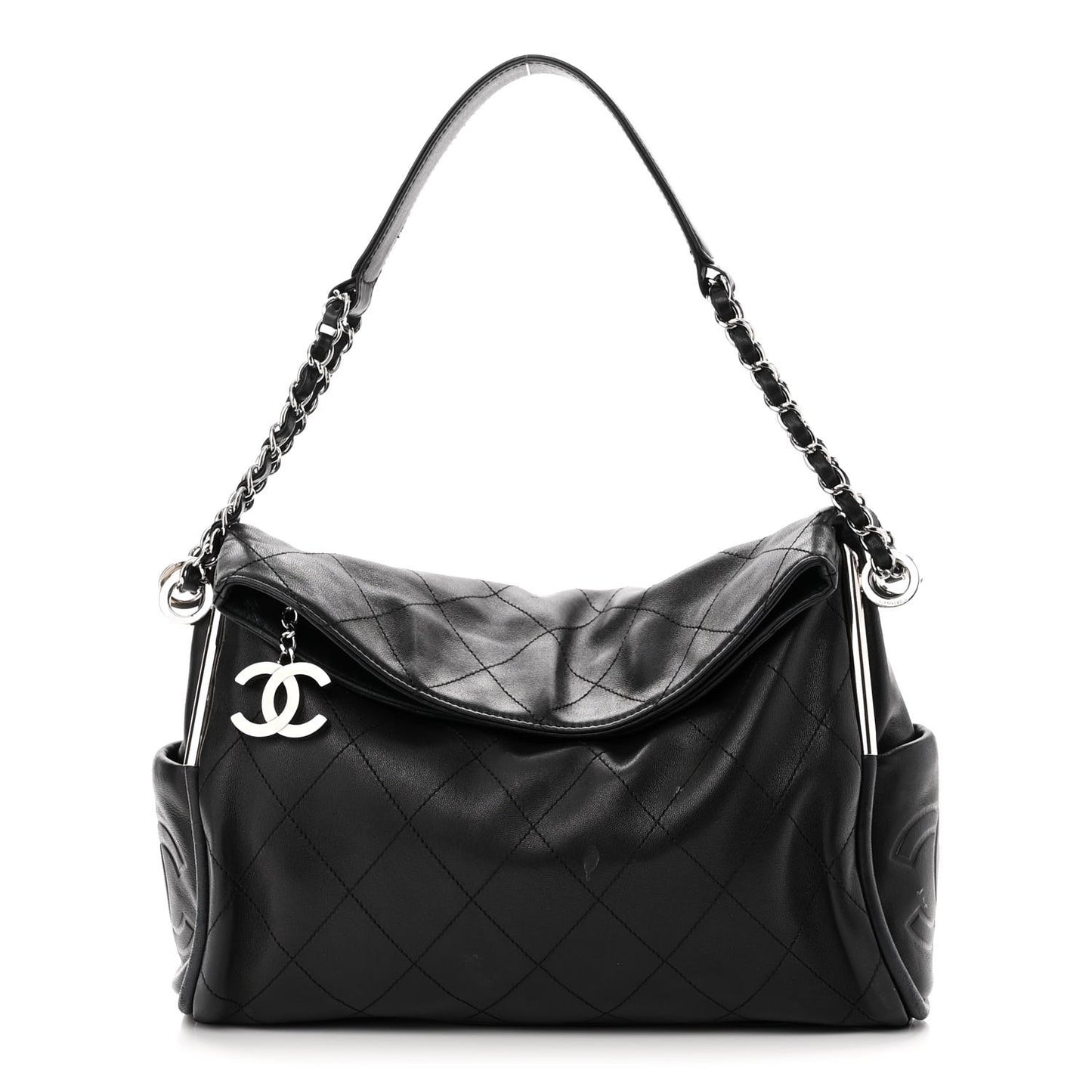Lambskin Stitched Medium Ultimate Soft Tote Black