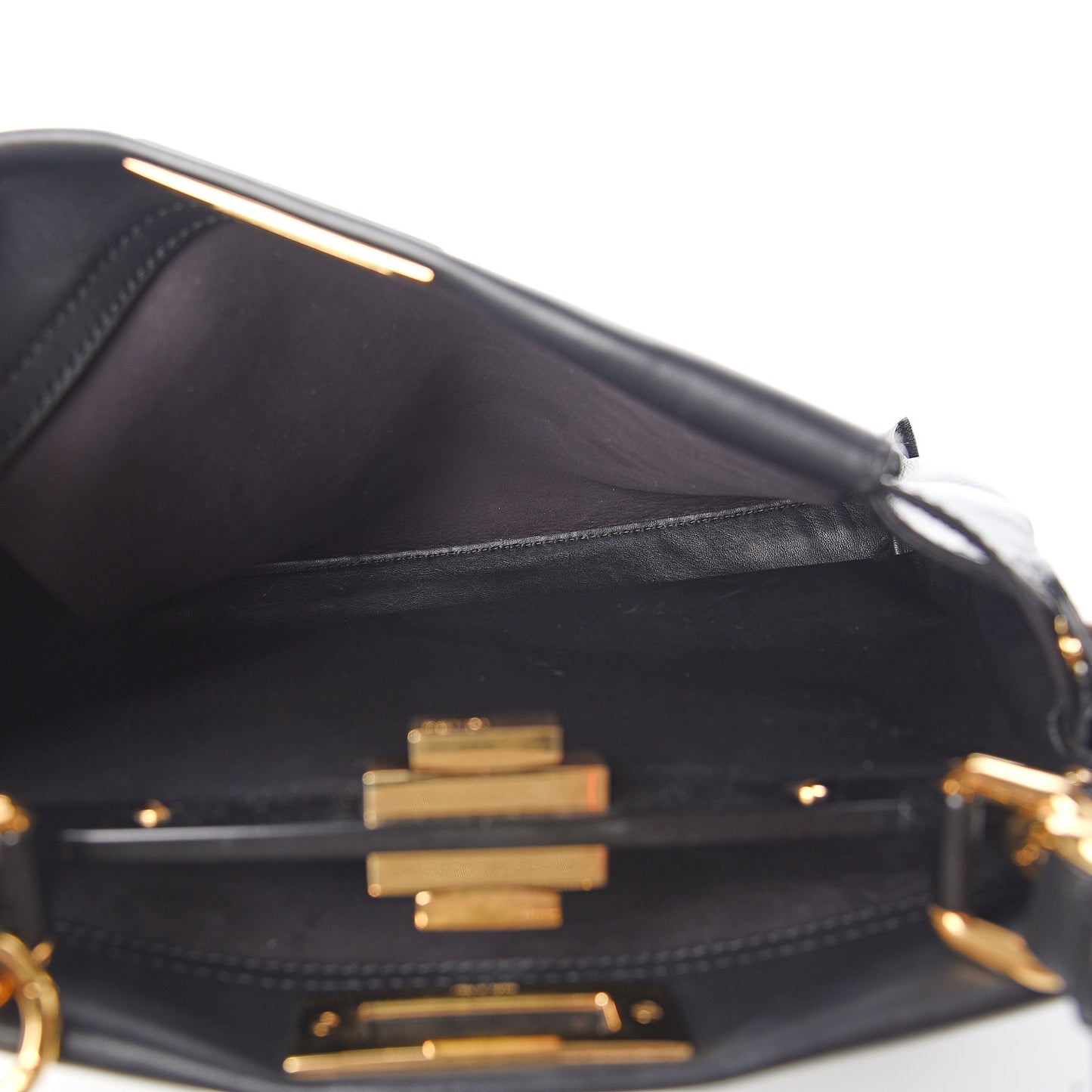 Vitello Seta Shiny Nappa Medium Peekaboo Iconic Satchel Black