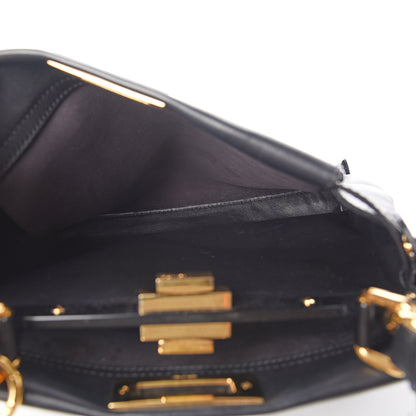 Fendi Vitello Seta Shiny Nappa Medium Peekaboo Iconic Satchel Black 5 of 14