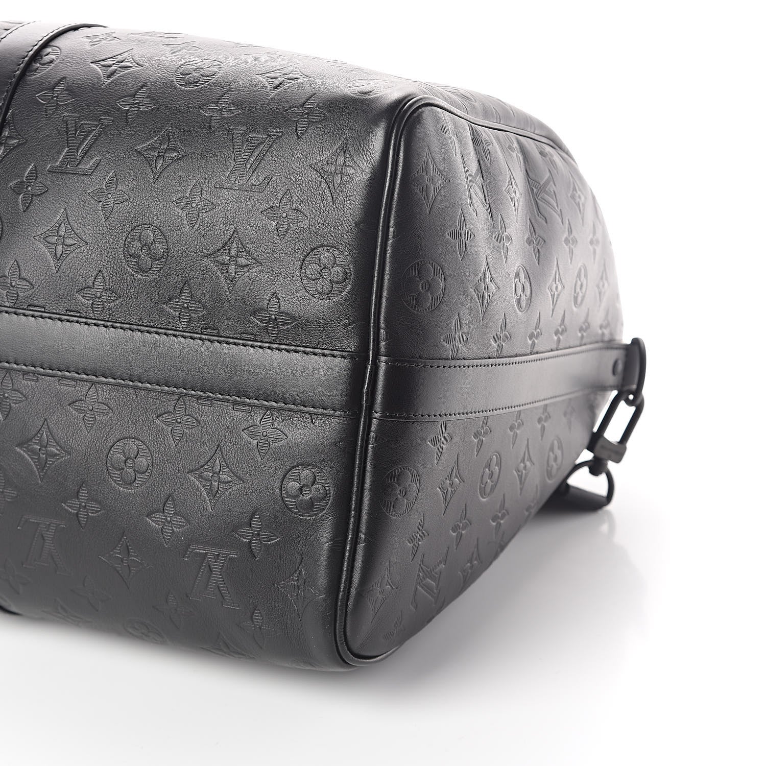 Louis Vuitton Calfskin Shadow Monogram Keepall Bandouliere 50 Black 9 of 10