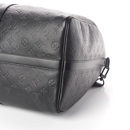 Louis Vuitton Calfskin Shadow Monogram Keepall Bandouliere 50 Black 9 of 10