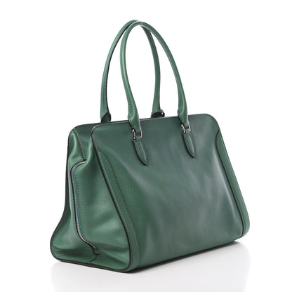 Alexander McQueen Pebbled Calfskin Large Skull Padlock Zip Around Tote Emerald 3 of 11