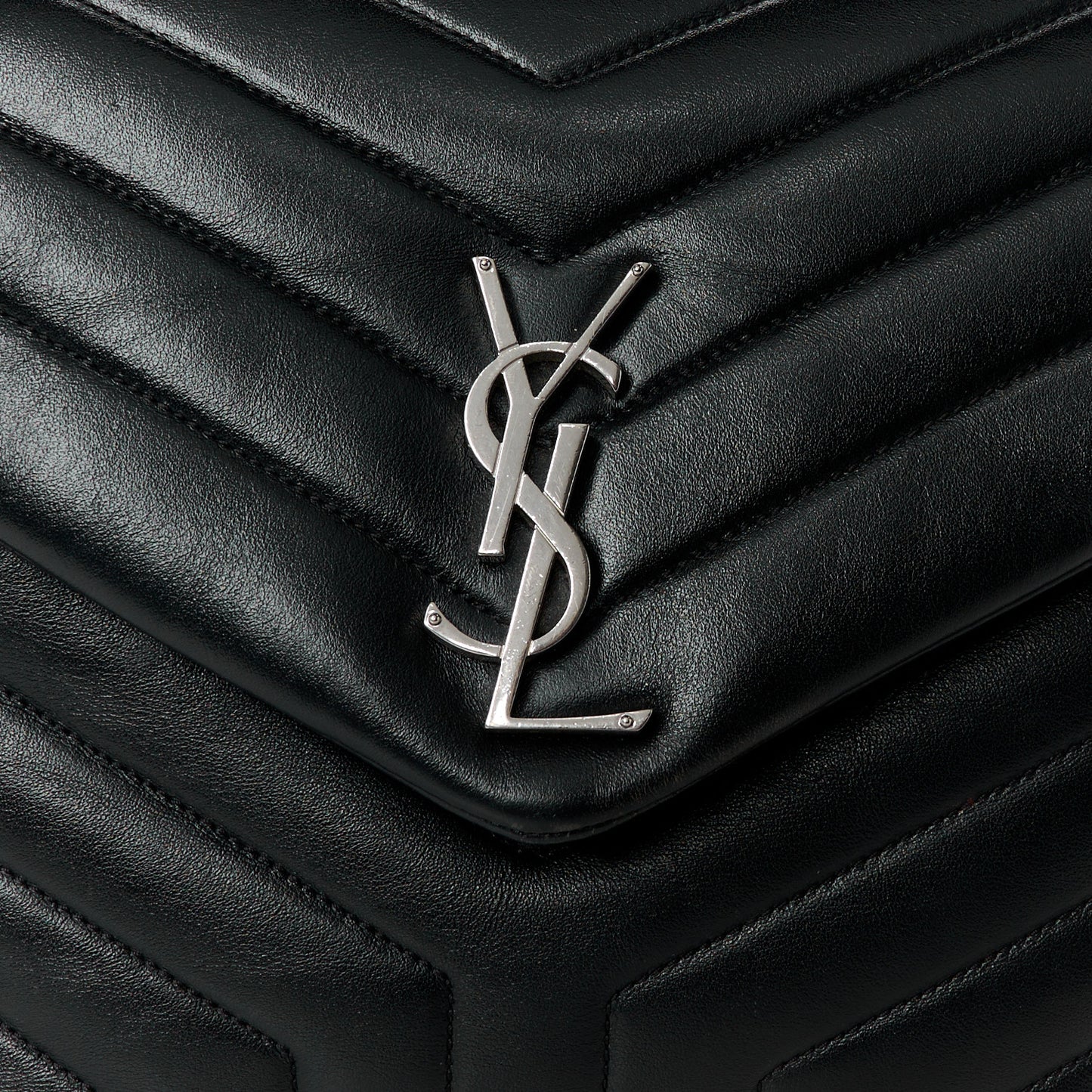 Calfskin Y Quilted Monogram Medium Loulou Chain Satchel Black